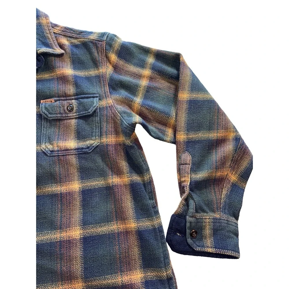 Orvis Heavy Flannel Men's Medium Plaid Shacket Pockets Shirt Jacket - Picture 7 of 12
